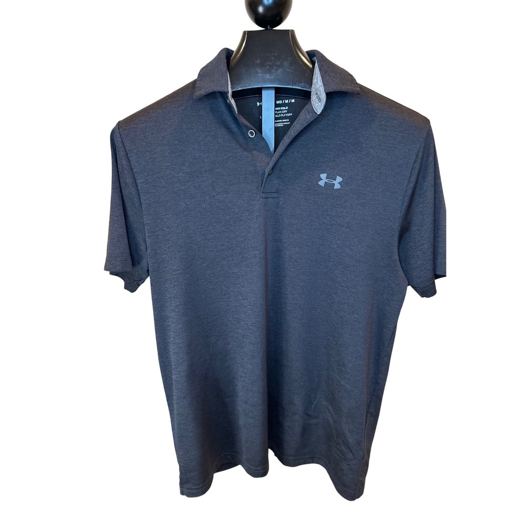 Under Armour Mens Playoff Polo‎ Shirt Charcoal Heather Grey Loose Fit MD